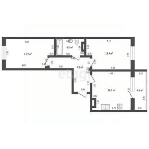 2-к квартира, вторичка, 58м2, 3/8 этаж