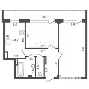 2-к квартира, вторичка, 47м2, 5/5 этаж