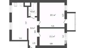 3-к квартира, вторичка, 44м2, 4/4 этаж