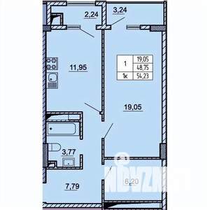 1-к квартира, вторичка, 54м2, 8/10 этаж