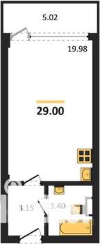 Студия квартира, вторичка, 29м2, 4/10 этаж