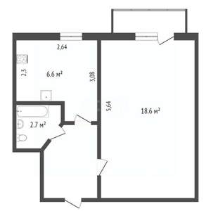 1-к квартира, вторичка, 30м2, 5/5 этаж