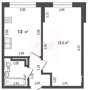 1-к квартира, вторичка, 42м2, 3/10 этаж