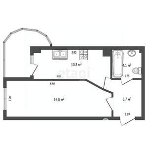 1-к квартира, вторичка, 37м2, 3/6 этаж