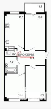 3-к квартира, вторичка, 73м2, 1/9 этаж