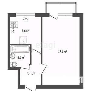 1-к квартира, вторичка, 29м2, 5/5 этаж