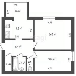 2-к квартира, вторичка, 51м2, 6/8 этаж