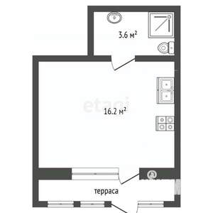 Студия квартира, вторичка, 20м2, 1/2 этаж