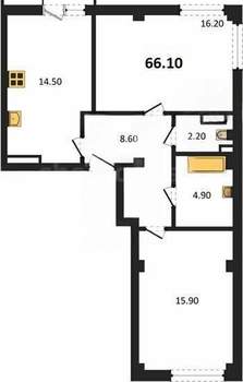 2-к квартира, вторичка, 66м2, 2/9 этаж