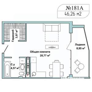 1-к квартира, вторичка, 45м2, 5/5 этаж