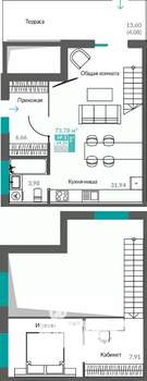 1-к квартира, строящийся дом, 64м2, 1/12 этаж