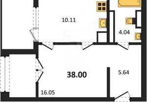1-к квартира, вторичка, 38м2, 4/5 этаж
