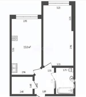 1-к квартира, вторичка, 42м2, 1/5 этаж