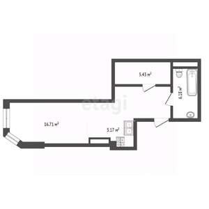 Студия квартира, вторичка, 41м2, 15/16 этаж