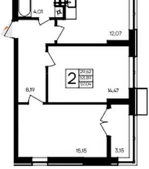 2-к квартира, вторичка, 57м2, 8/9 этаж