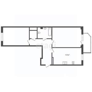 2-к квартира, вторичка, 59м2, 2/9 этаж