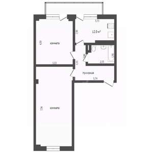 2-к квартира, вторичка, 61м2, 10/10 этаж