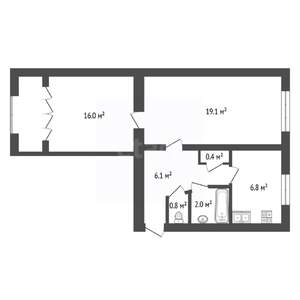 2-к квартира, вторичка, 53м2, 5/5 этаж