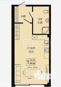 Студия квартира, вторичка, 40м2, 6/9 этаж