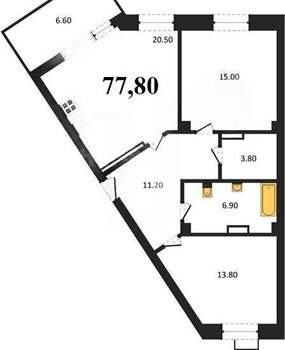 2-к квартира, вторичка, 78м2, 1/8 этаж