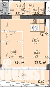 2-к квартира, строящийся дом, 58м2, 3/9 этаж