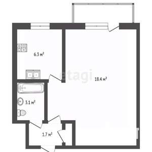 1-к квартира, вторичка, 31м2, 3/5 этаж