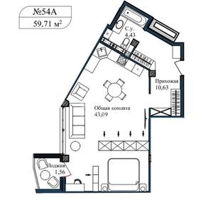 2-к квартира, вторичка, 61м2, 5/5 этаж