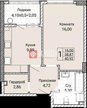 1-к квартира, вторичка, 41м2, 1/9 этаж