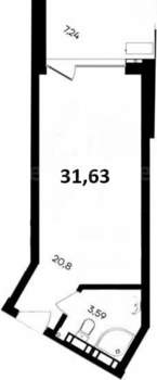 Студия квартира, вторичка, 32м2, 1/4 этаж