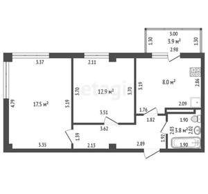 2-к квартира, вторичка, 55м2, 2/8 этаж