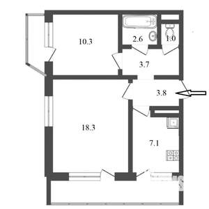 2-к квартира, вторичка, 52м2, 2/12 этаж