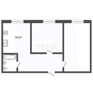 2-к квартира, вторичка, 50м2, 2/2 этаж