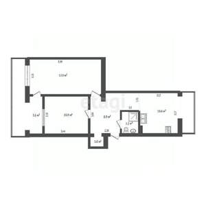 2-к квартира, вторичка, 55м2, 2/5 этаж