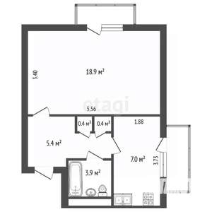 1-к квартира, вторичка, 37м2, 5/5 этаж