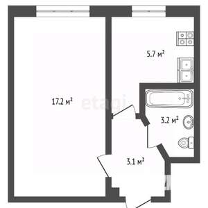 1-к квартира, вторичка, 29м2, 1/5 этаж