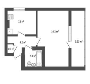 1-к квартира, вторичка, 35м2, 9/9 этаж
