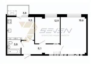 2-к квартира, сданный дом, 59м2, 8/9 этаж