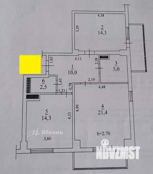 2-к квартира, вторичка, 76м2, 7/11 этаж