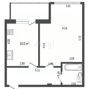 1-к квартира, вторичка, 46м2, 5/6 этаж