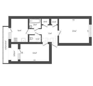 2-к квартира, вторичка, 55м2, 4/5 этаж