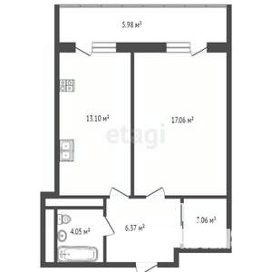 1-к квартира, вторичка, 50м2, 9/10 этаж