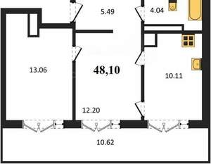 2-к квартира, вторичка, 48м2, 5/5 этаж