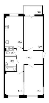 3-к квартира, строящийся дом, 73м2, 1/9 этаж