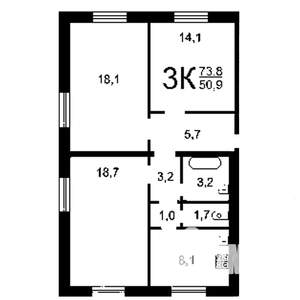 3-к квартира, вторичка, 73м2, 9/9 этаж