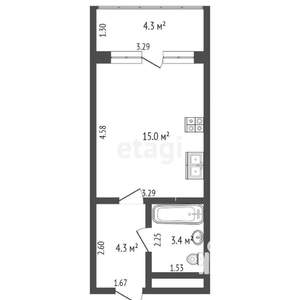 Студия квартира, вторичка, 23м2, 2/6 этаж