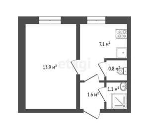 1-к квартира, вторичка, 25м2, 1/3 этаж