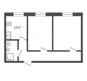 2-к квартира, вторичка, 43м2, 4/4 этаж