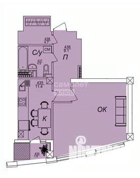 1-к квартира, вторичка, 55м2, 6/10 этаж