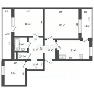 3-к квартира, вторичка, 74м2, 10/10 этаж