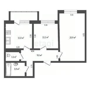 2-к квартира, вторичка, 59м2, 9/10 этаж